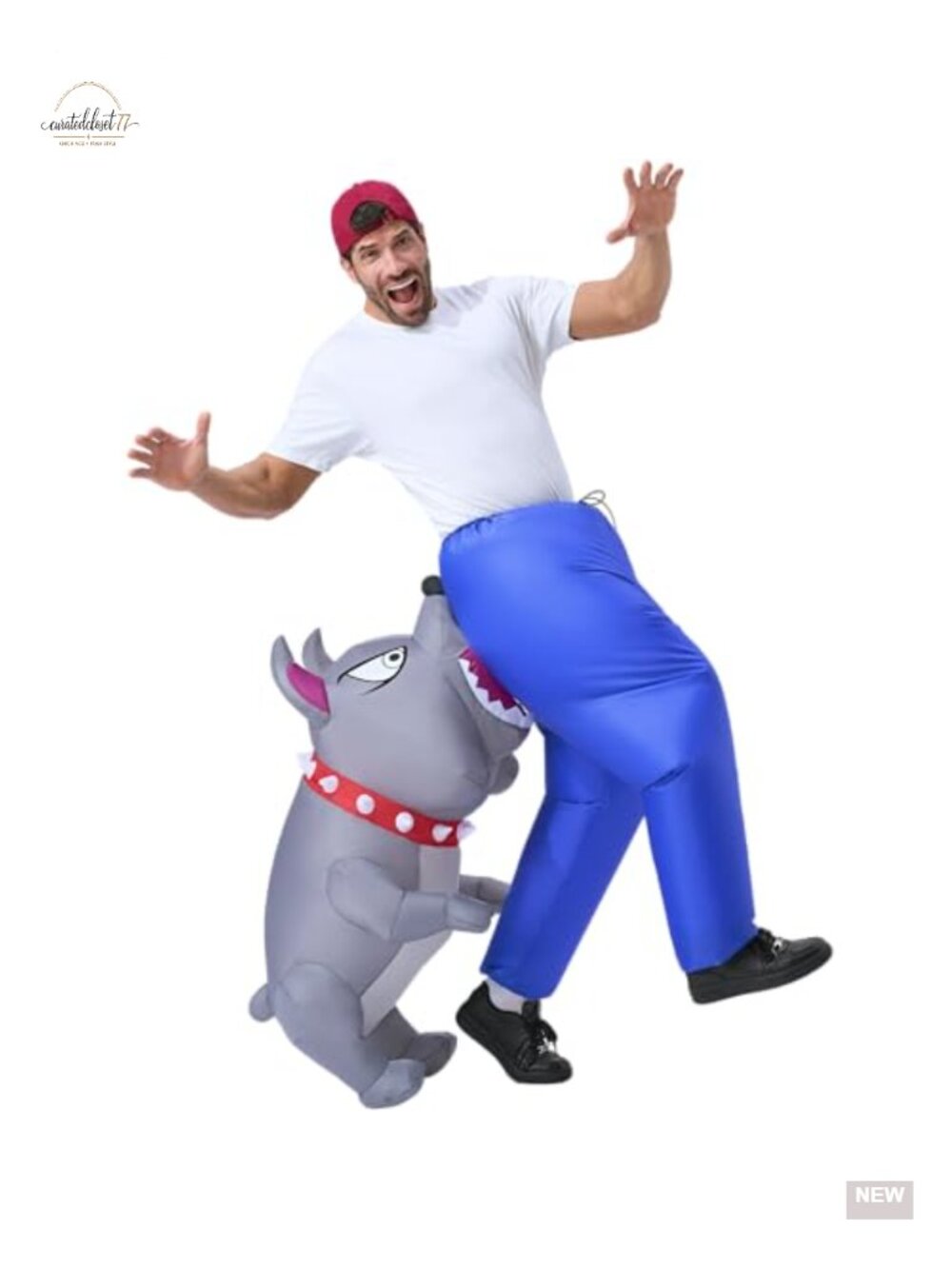 Inflatable Dog Costume for Adults Bully Blow Up Air Suit Halloween Cosplay